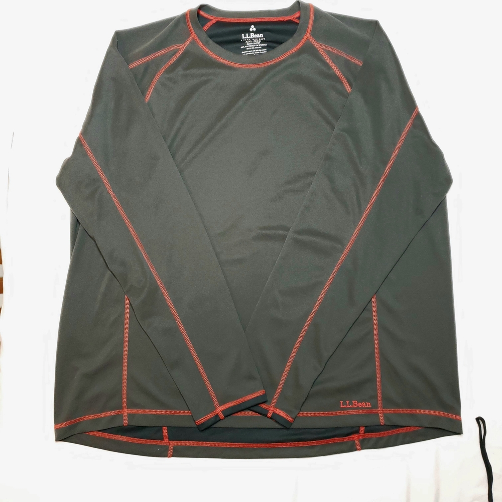 L.L. Bean Gray Long Sleeve Tee with Red Highlights